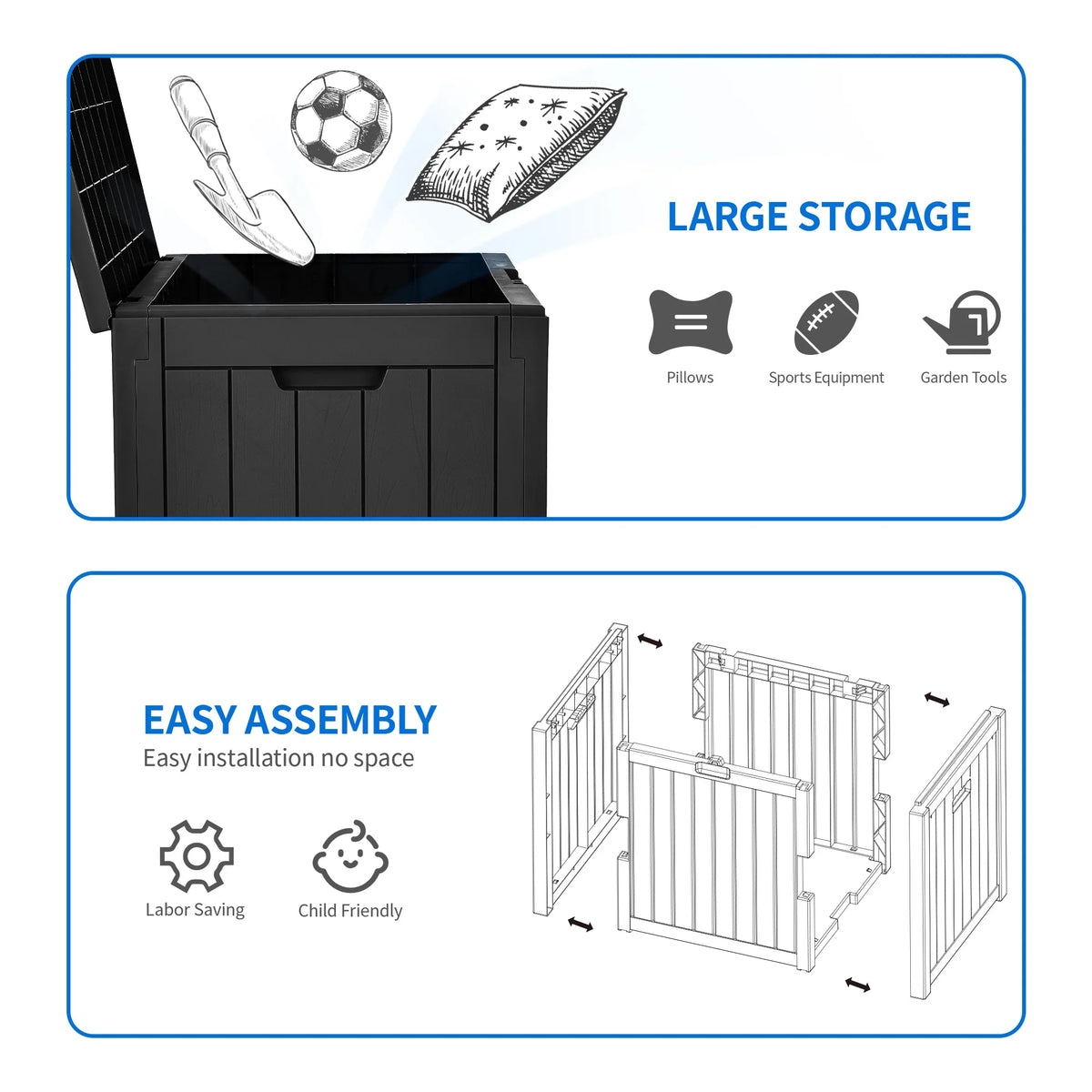 30 Gallon Black Waterproof Resin Outdoor Storage Chest B153