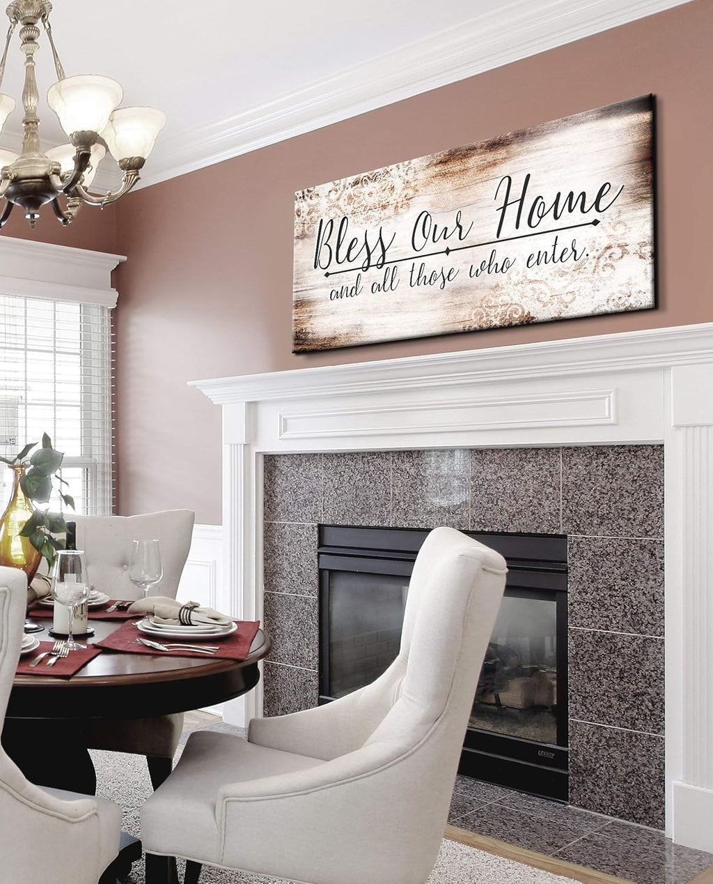 Rustic Wooden Framed Canvas Home Decor (Brown, 42x19) G810
