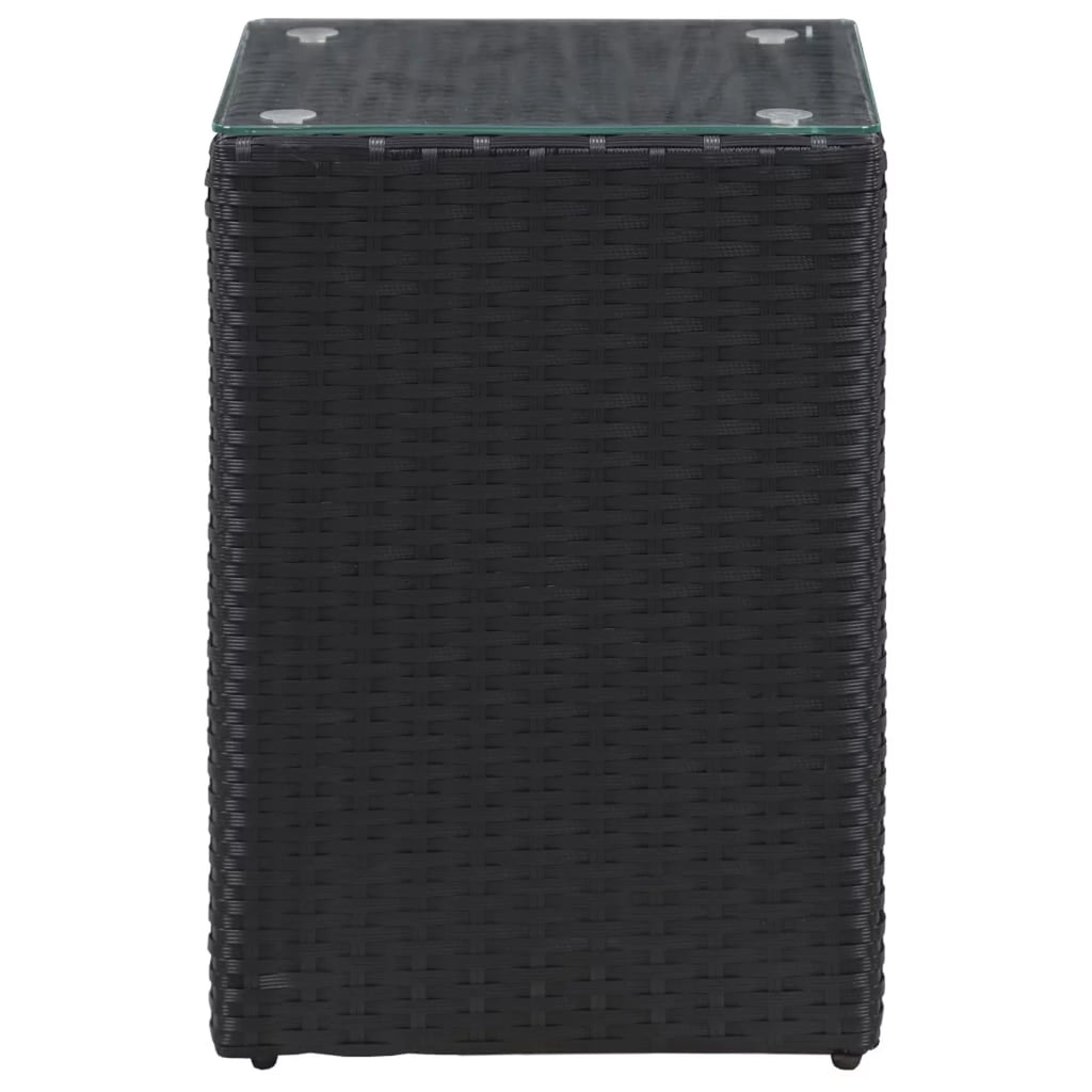 Black Glass Poly Rattan Side Table G9078