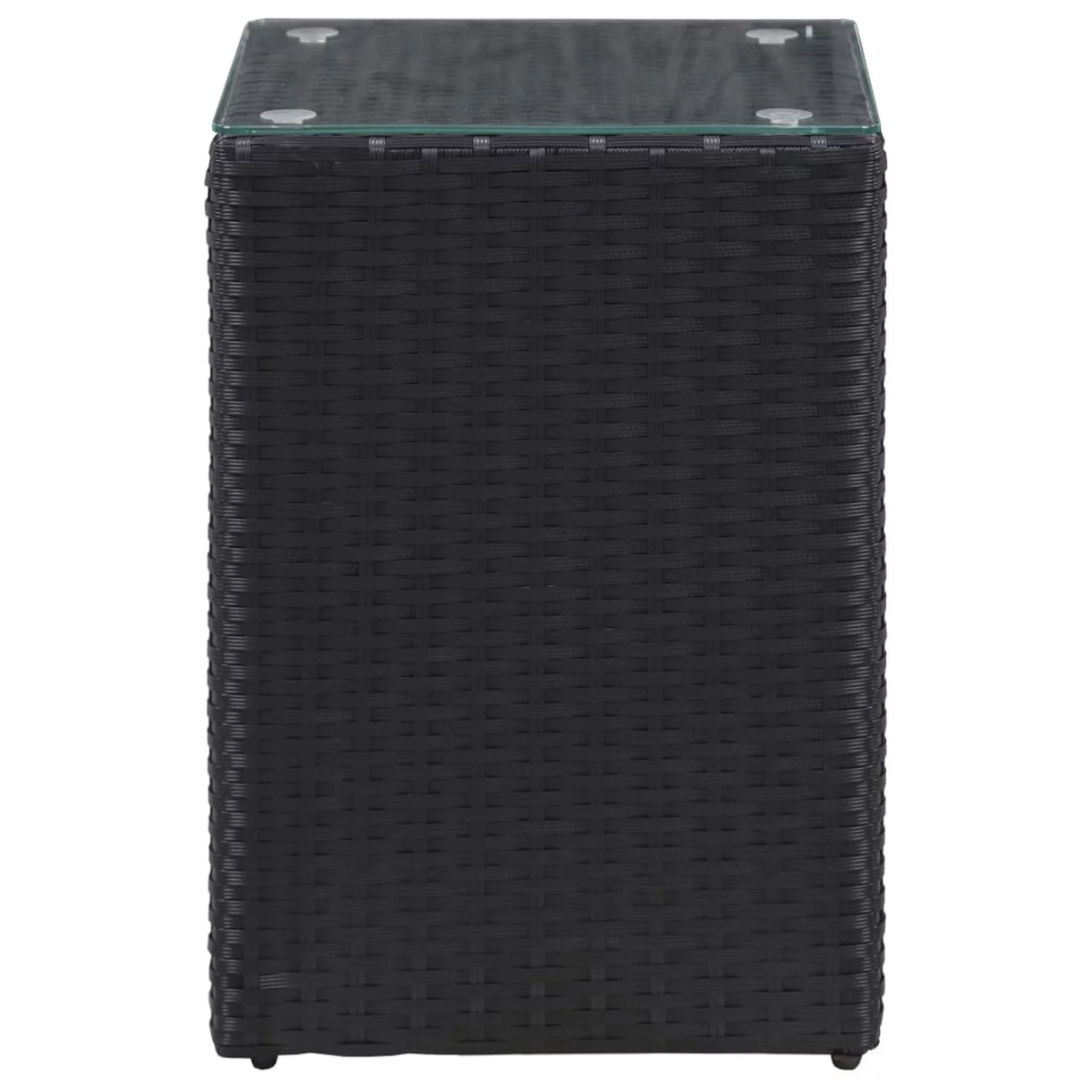 Black Glass Poly Rattan Side Table G9078