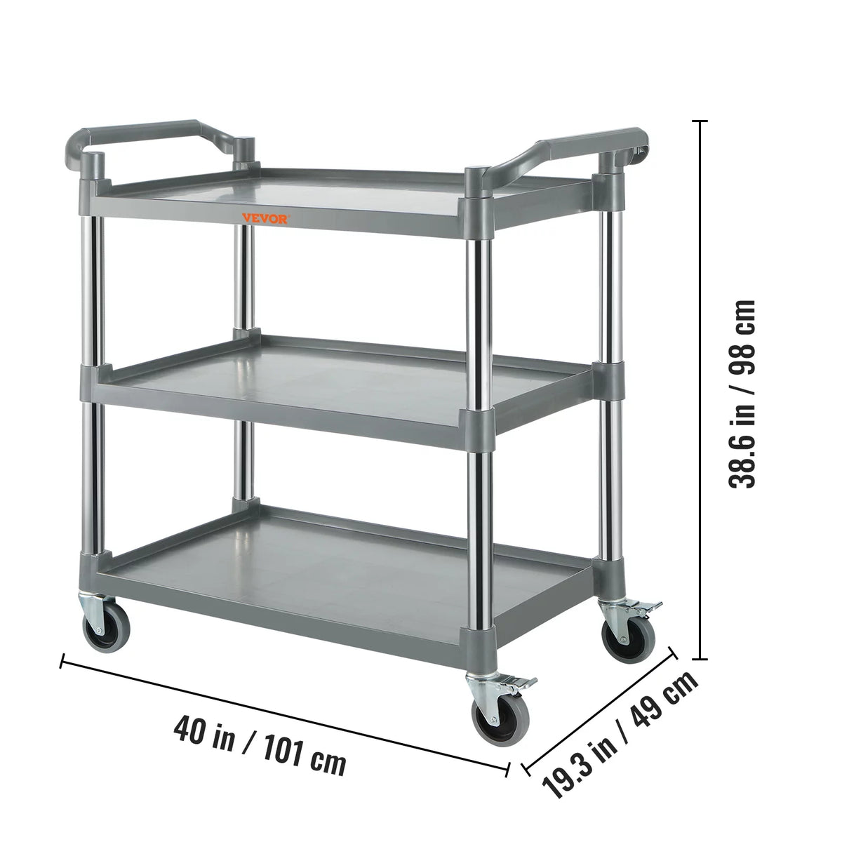 3-Tier Utility Service Cart with Wheels 220lbs Capacity X575696