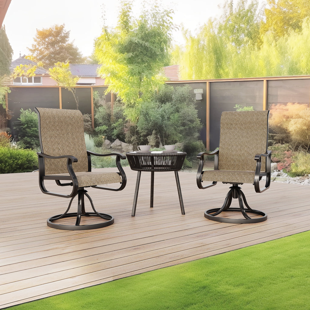 Khaki Swivel Outdoor Chairs Set of 2 Textilene P554423