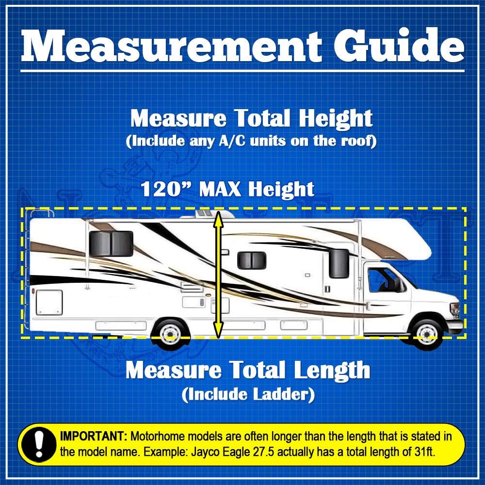 RV Motorhome Fifth Wheel Cover Fits Length 35'-37' Feet with Zippered Panels L917120
