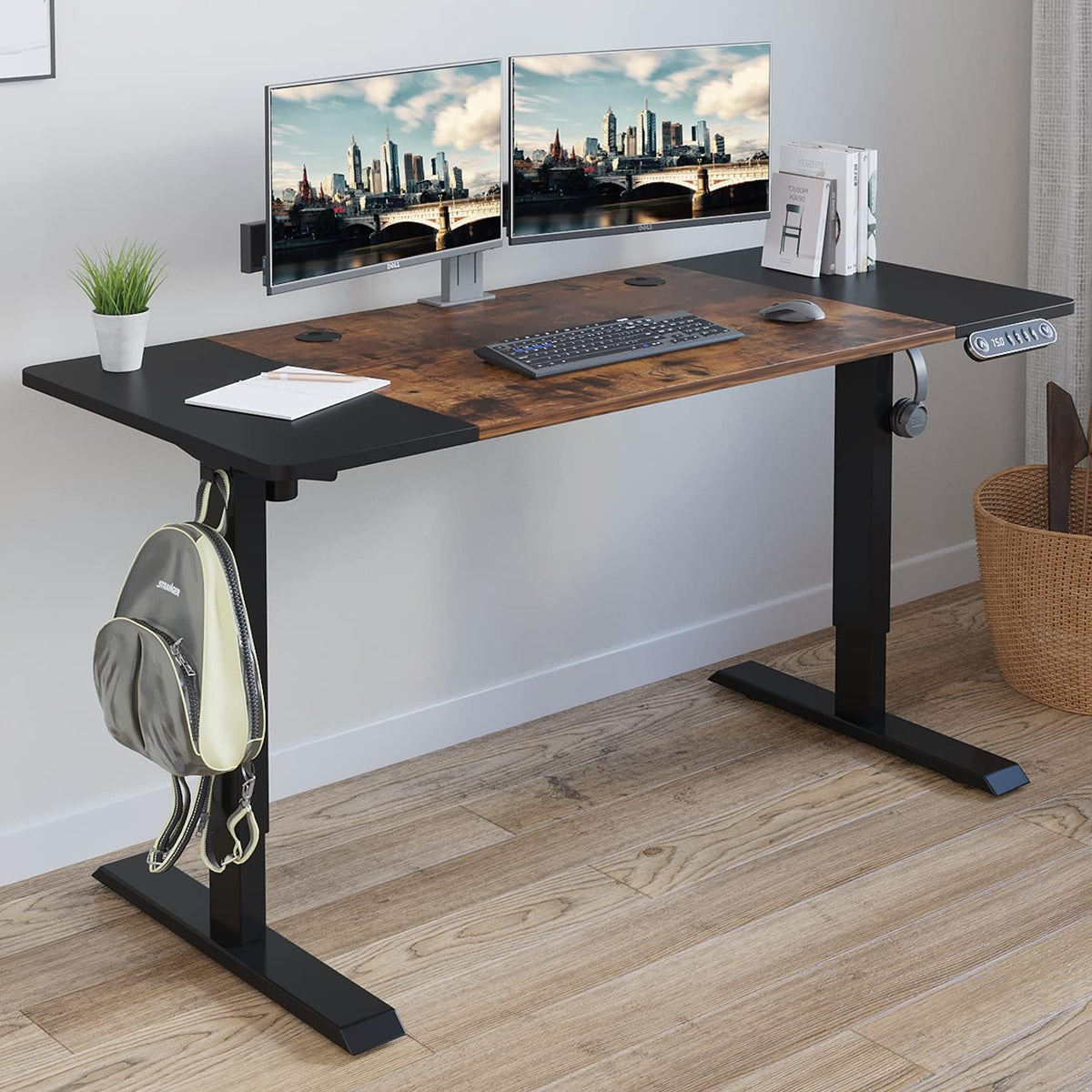 Rustic Brown Electric Standing Desk 48 x 24 Inches D144884