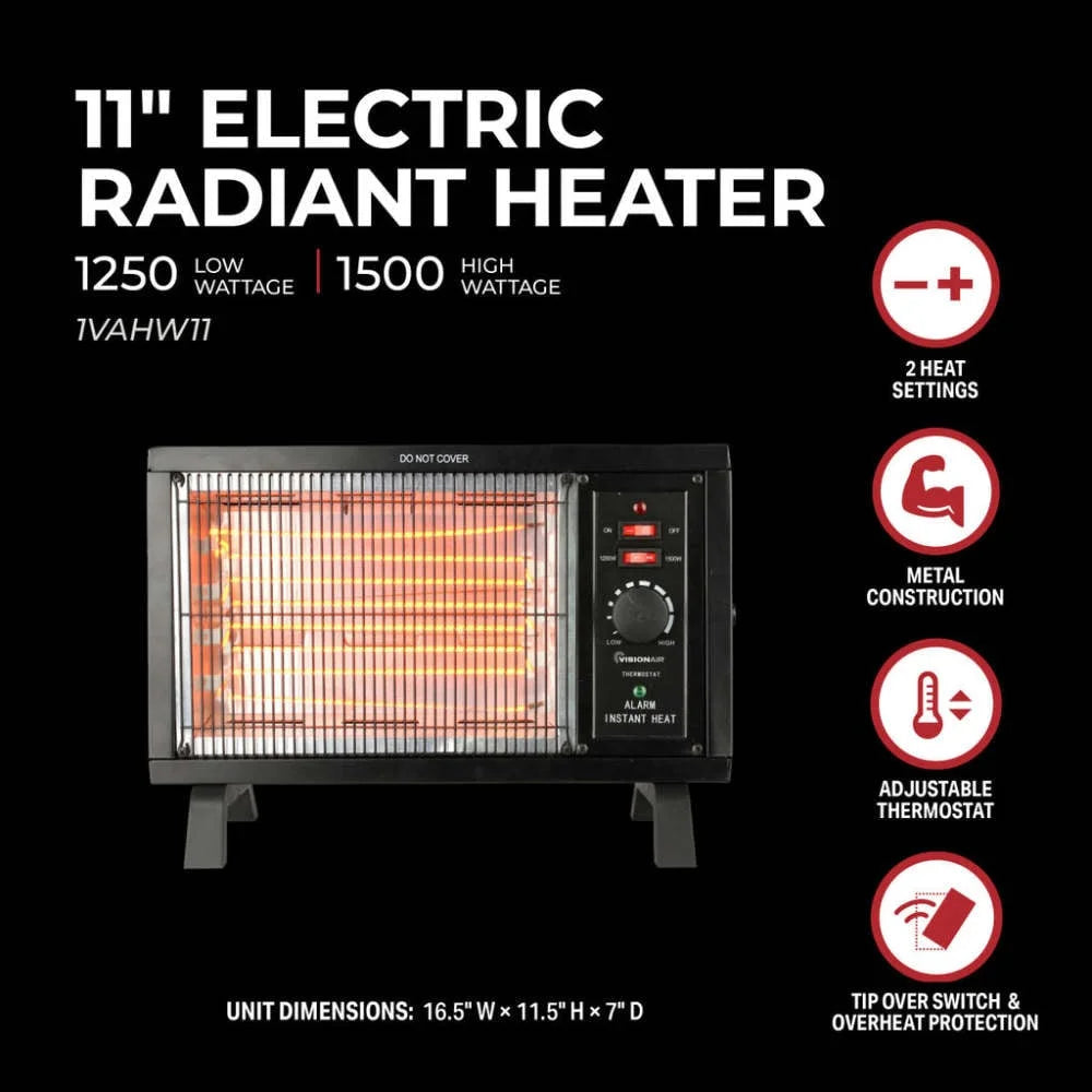 1500/1250 Watts 11 in. Radiant Heater T6614
