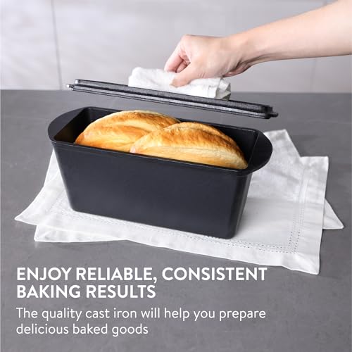Black Cast Iron Bread Loaf Tin with Lid Y94664
