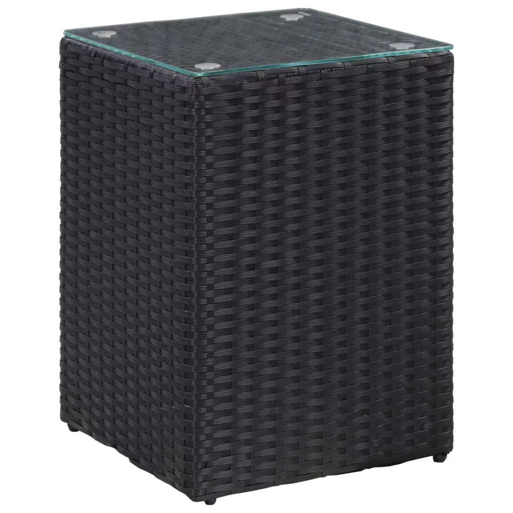 Black Glass Poly Rattan Side Table G9078