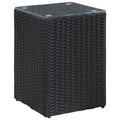 Black Glass Poly Rattan Side Table G9078