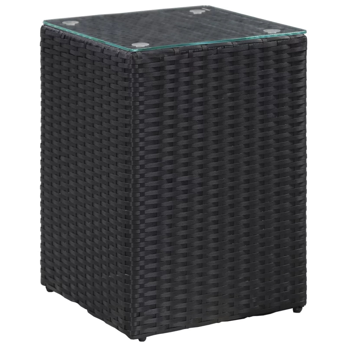 Black Glass Poly Rattan Side Table G9078