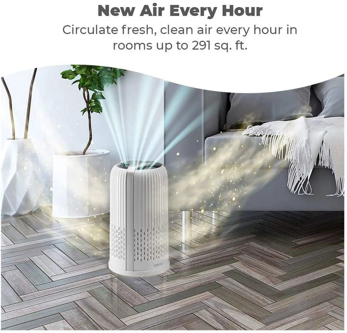 4-in-1 Tower Air Purifier with 360-Degree HEPA Filtration, White H16114