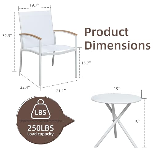 3 Pieces Textilene Fabric Patio Bistro Set with Table T123