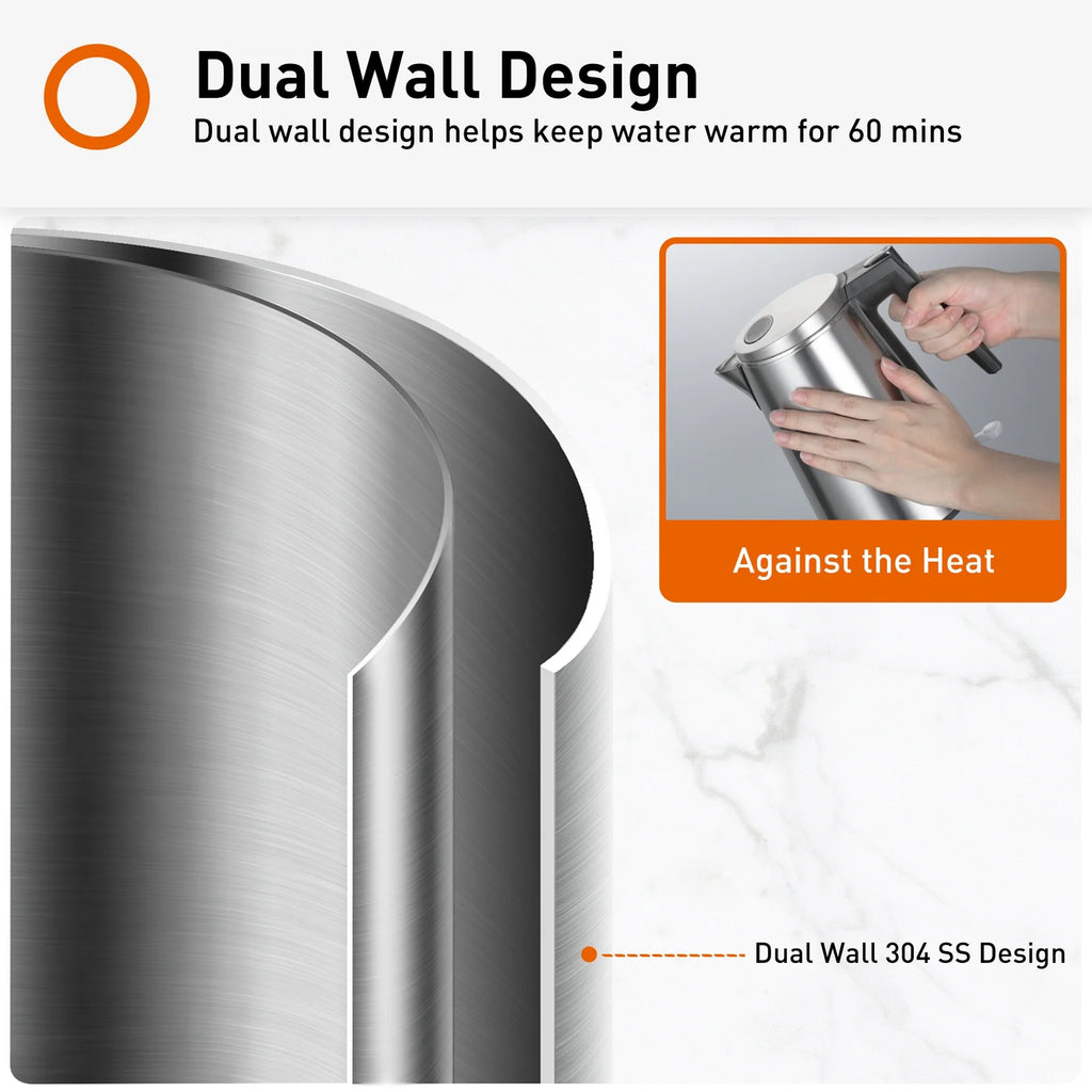 1.5L Double Layer Stainless Steel Electric Kettle I7217