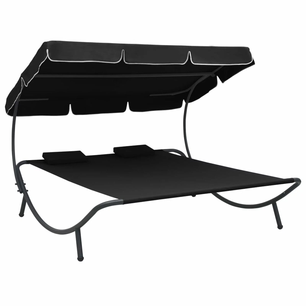 Outdoor Bed with Canopy and Pillows Black V406146