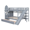 Full Over Full Solid Wood Bunk Bed with Slide and Storage Staircase K25787