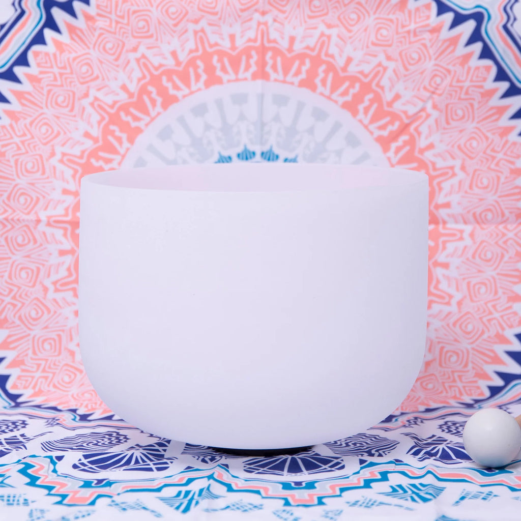 Frosted Heart Chakra Quartz Crystal Singing Bowl 8 inch N8190