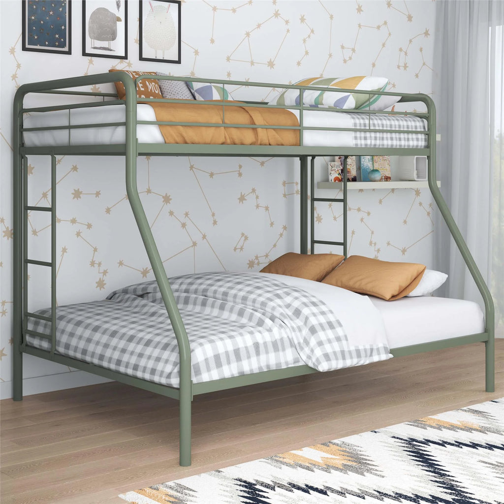 Black Twin over Full Metal Bunk Bed with Ladders R9646