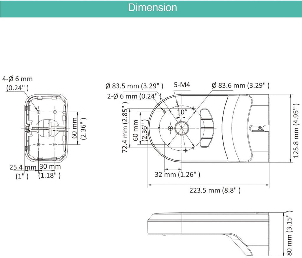 Wall Mount Bracket for PTZ Dome Camera X4475