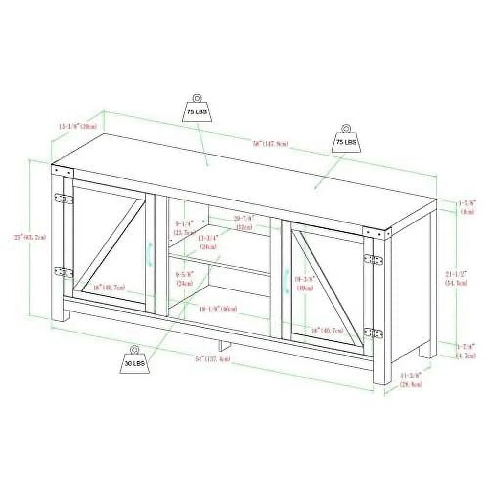 Rustic Wood TV Stand Up To 65" Brushed White Oak O6047