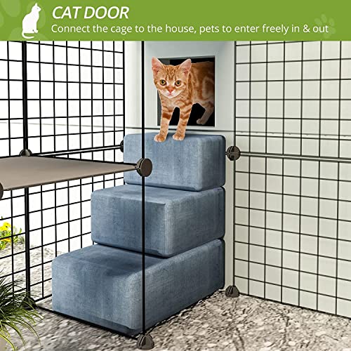 Outdoor Cat Cages Enclosure with Enter Door, 55.1Lx41.3Wx41.3H Cat House Playpen O905253