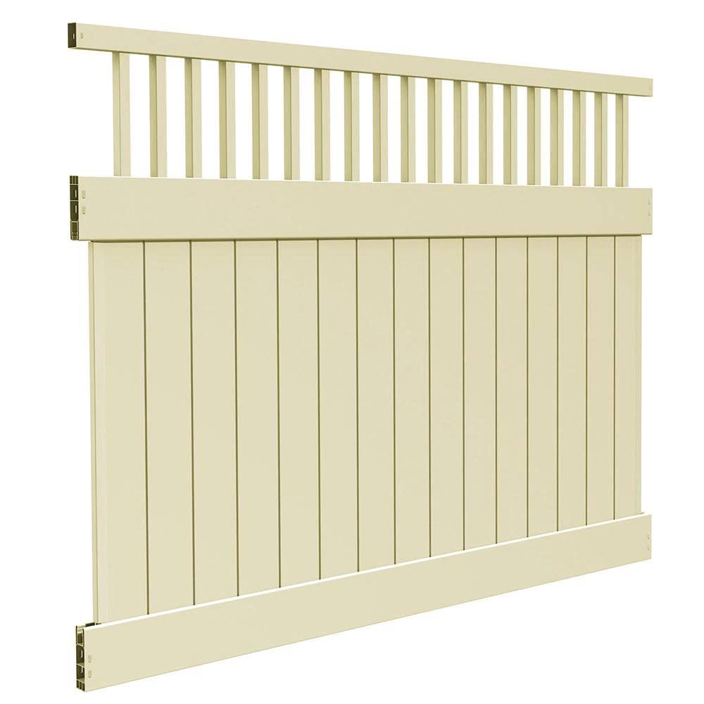 Sand Vinyl Closed Picket Top Fence Panel R153