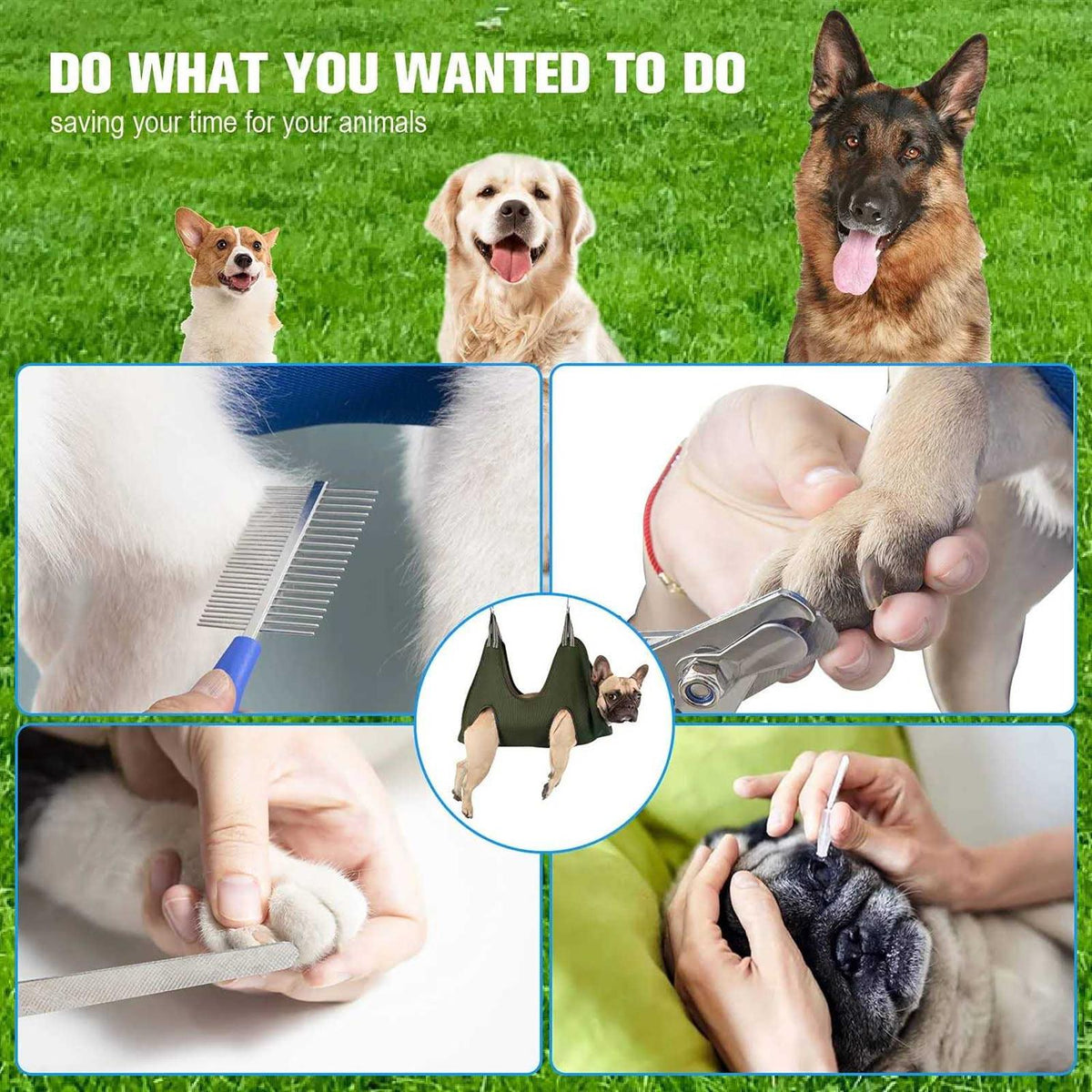 10 in 1 Pet Grooming Hammock Harness with Nail Clippers S8864