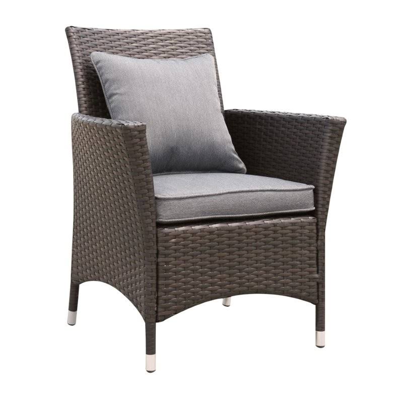 Gray Rattan Patio Wicker Arm Chair (Set of 2) K11372