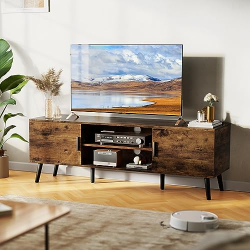 55 Inch TV Stand with Adjustable Shelf and 2 Cabinets X214