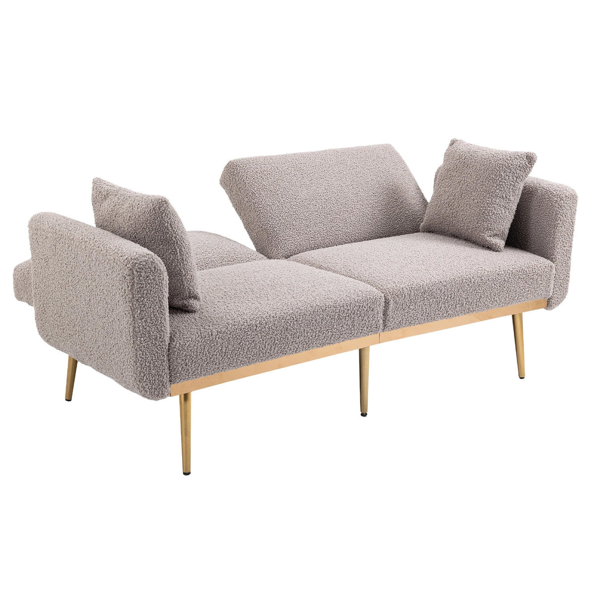 Gray Teddy Futon Sofa Bed Sleeper with Metal Legs H136