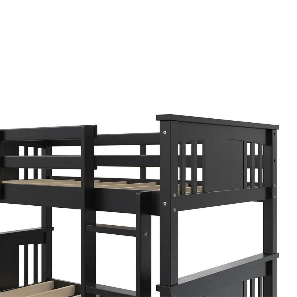 Black Twin Over Twin Wood Bunk Bed Z909