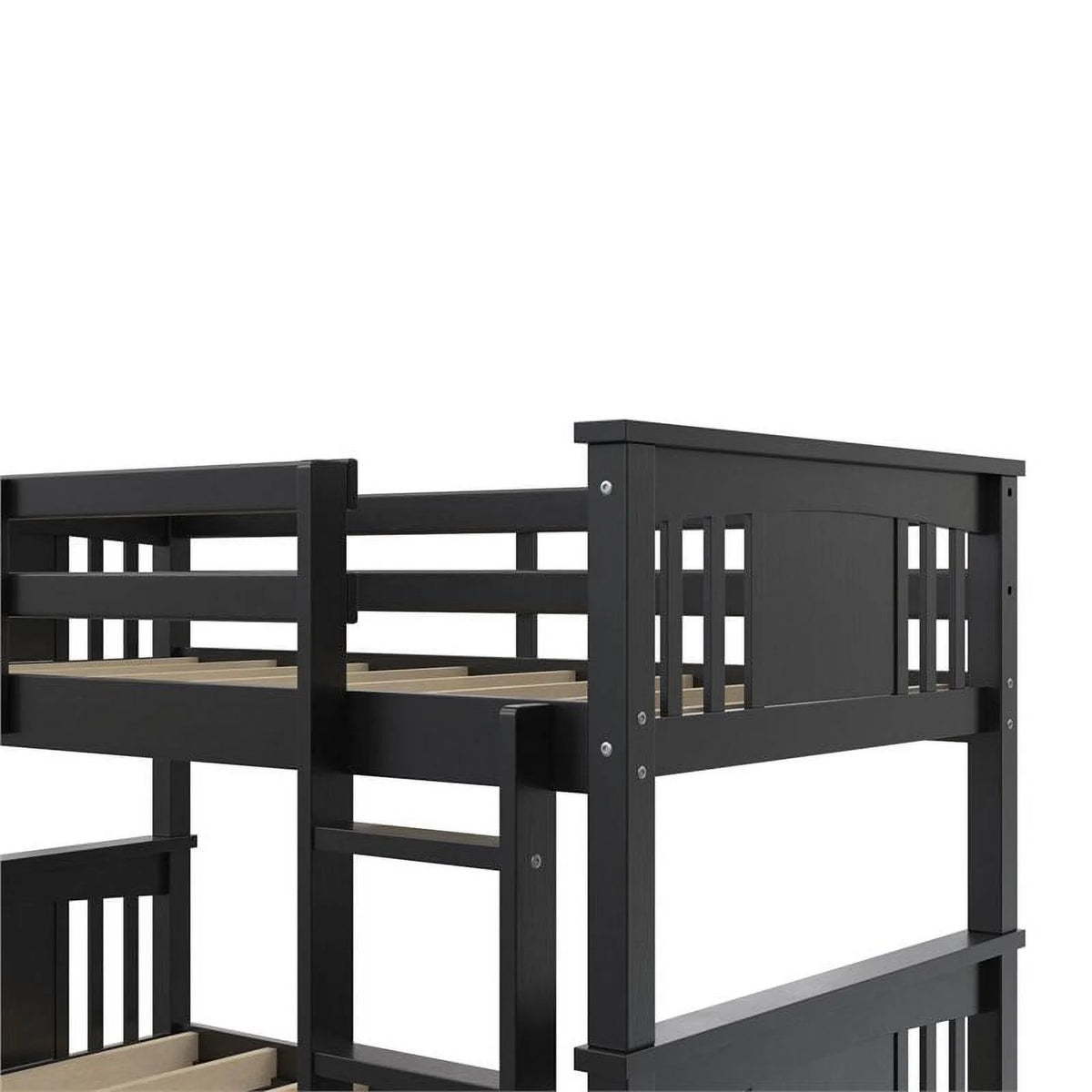 Black Twin Over Twin Wood Bunk Bed Z909