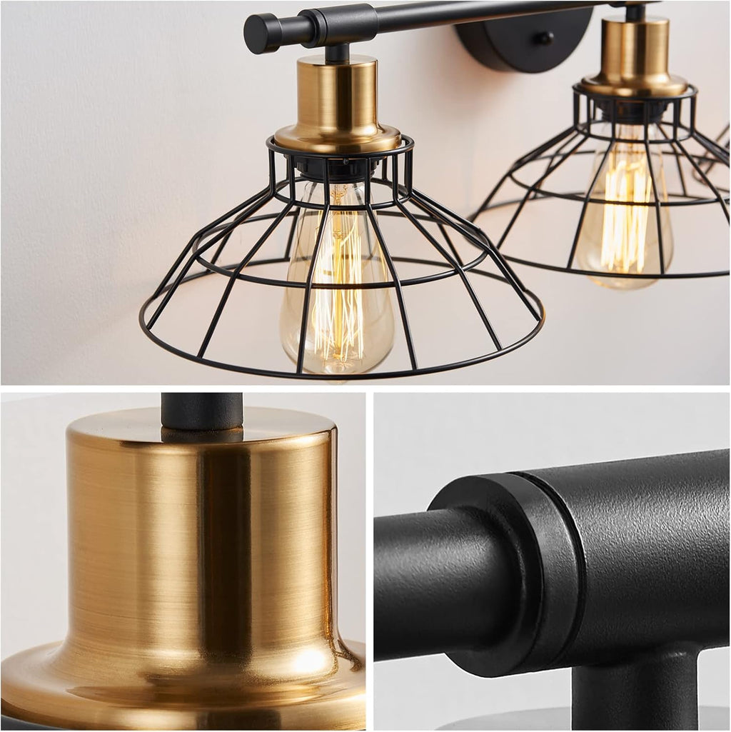 3-Light Black Metal Wall Mounted Bath Vanity Light Y247100