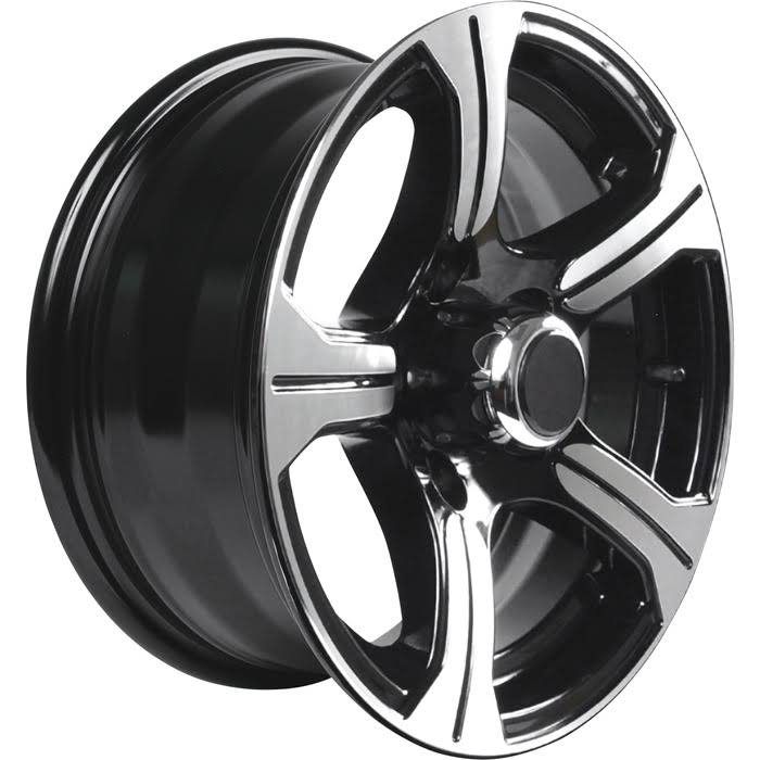 13 Inch Black Machined Aluminum Wheel with Center Hub Cap U6943