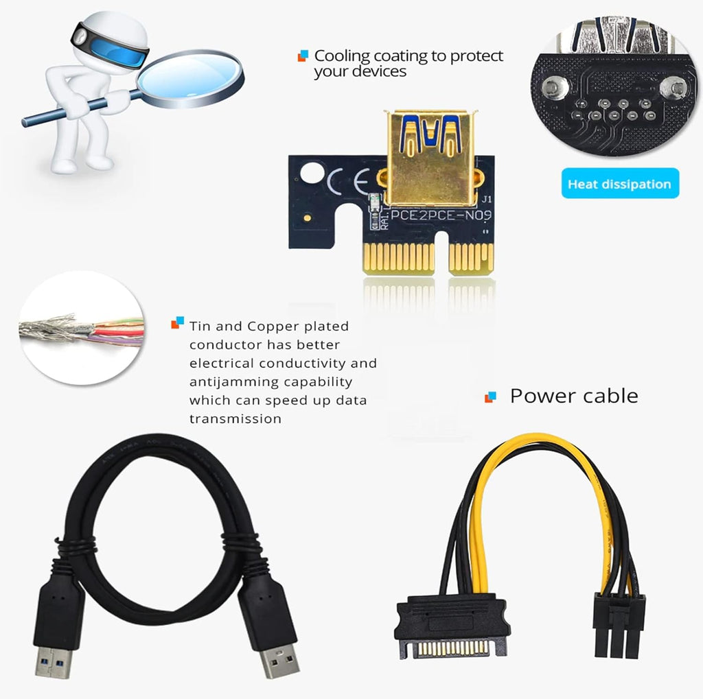6PCS USB 3.0 PCI-E Riser Card B268