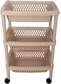 3 Layers Plastic Rolling Storage Cart with Wheels and Removable Baskets Z9184