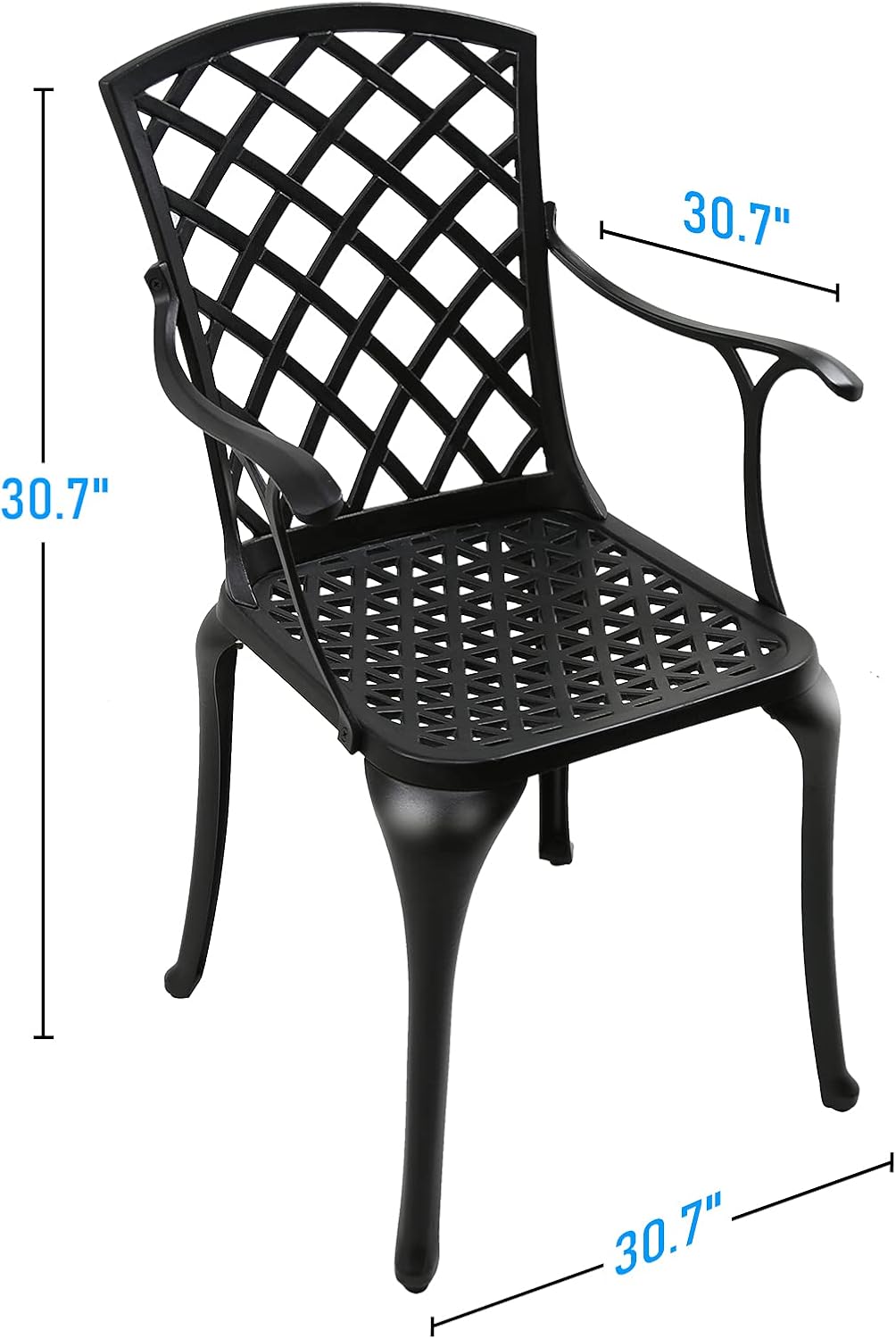 Black Set of 2 Cast Aluminum Outdoor Dining Chairs U472770