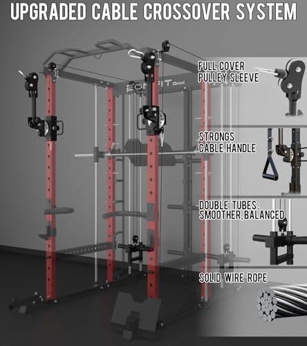 Smith Machine with Vertical Leg Press Power Cage Squat Rack with LAT-Pull Down Cable Crossover Rotating Arms System Home Gym Equipment H4984