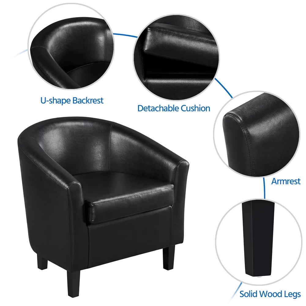 Faux Leather Tub Chair with Ottoman, Black K42671