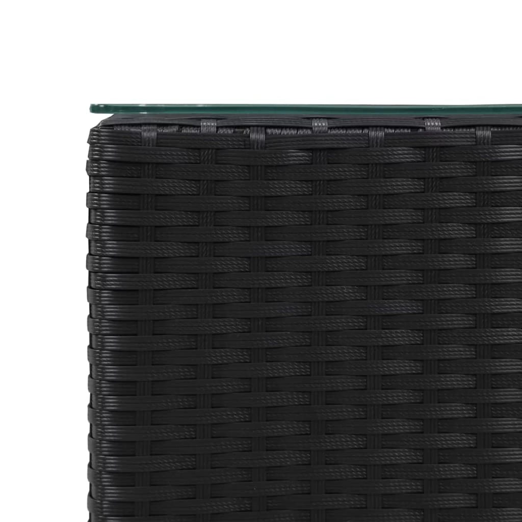 Black Glass Poly Rattan Side Table G9078