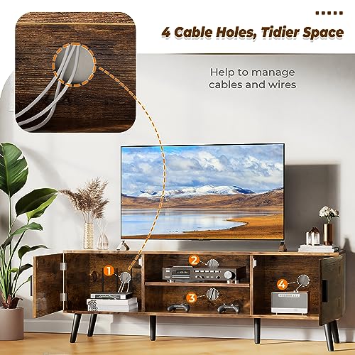 55 Inch TV Stand with Adjustable Shelf and 2 Cabinets X214