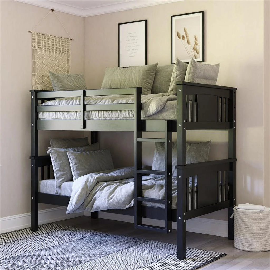 Black Twin Over Twin Wood Bunk Bed Z909