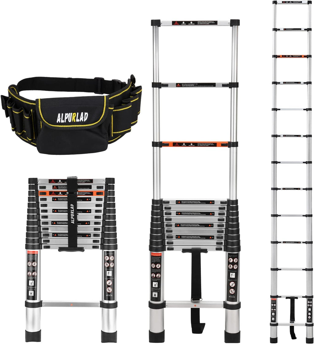 Telescoping Ladder 12.5FT Aluminum Lightweight Collapsible Ladder, 330lbs Capacity F620