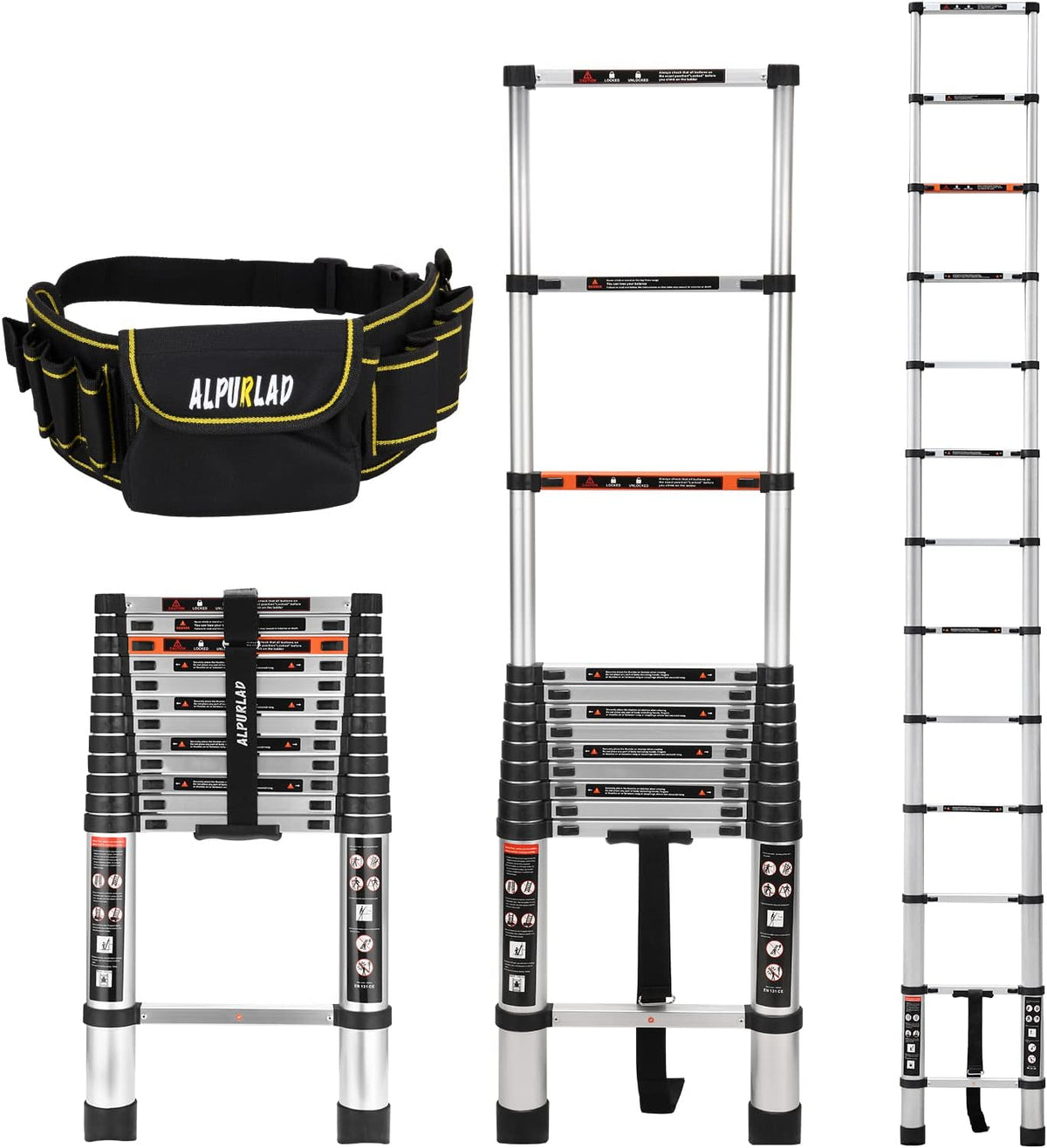 Telescoping Ladder 12.5FT Aluminum Lightweight Collapsible Ladder, 330lbs Capacity F620