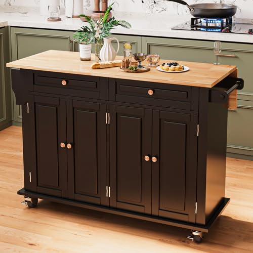 White Movable Kitchen Island with Drop Leaf and Power Outlet N347818