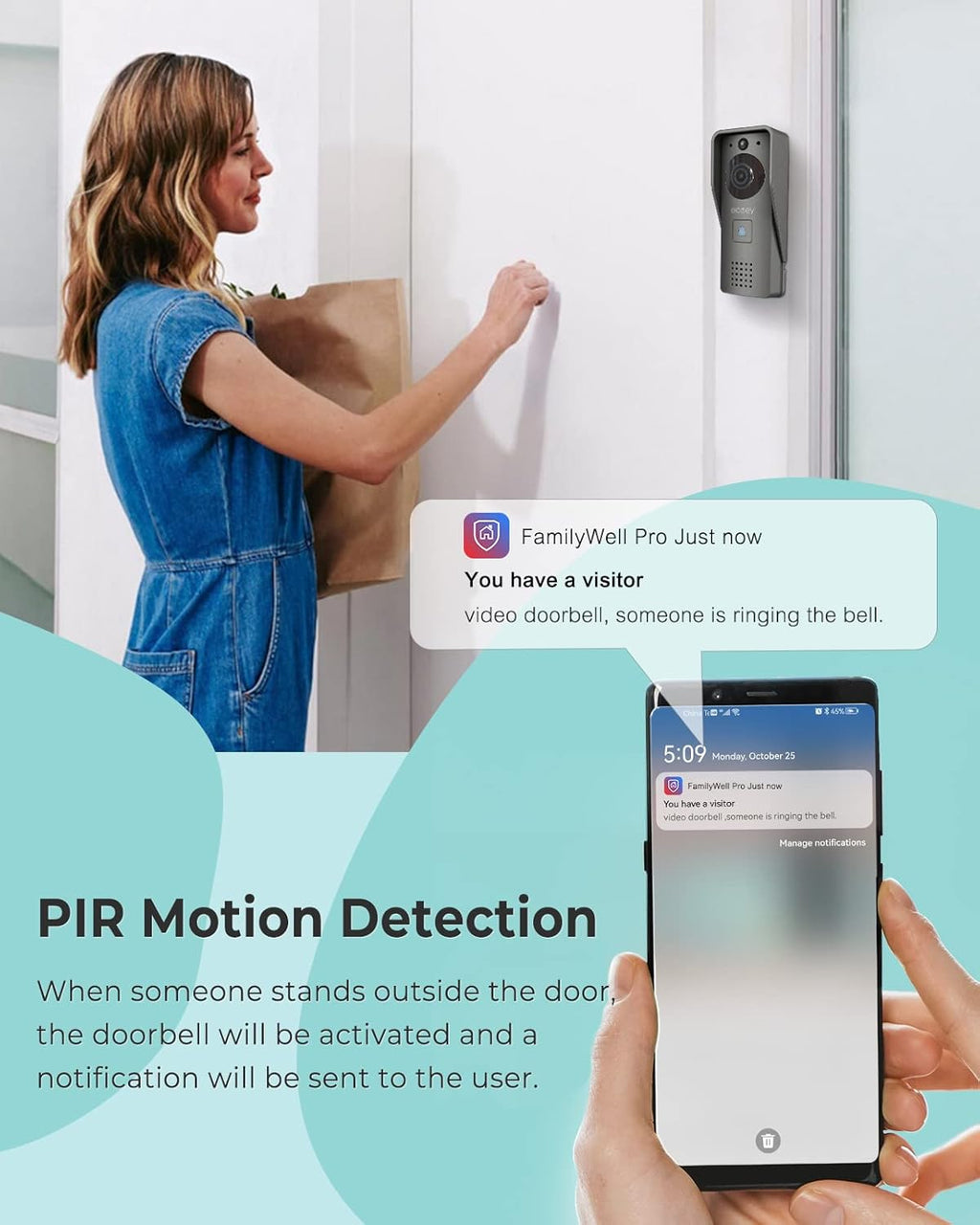 Wired Video Doorbell Camera with 1080P HD L144988