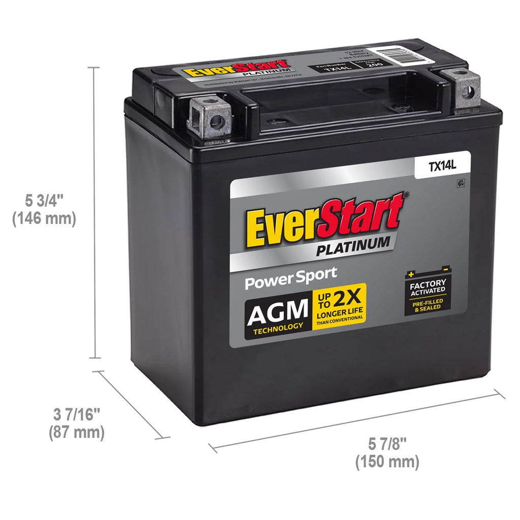 AGM Power Sport Battery Group Size TX14L 12 Volt 200 CCA I105