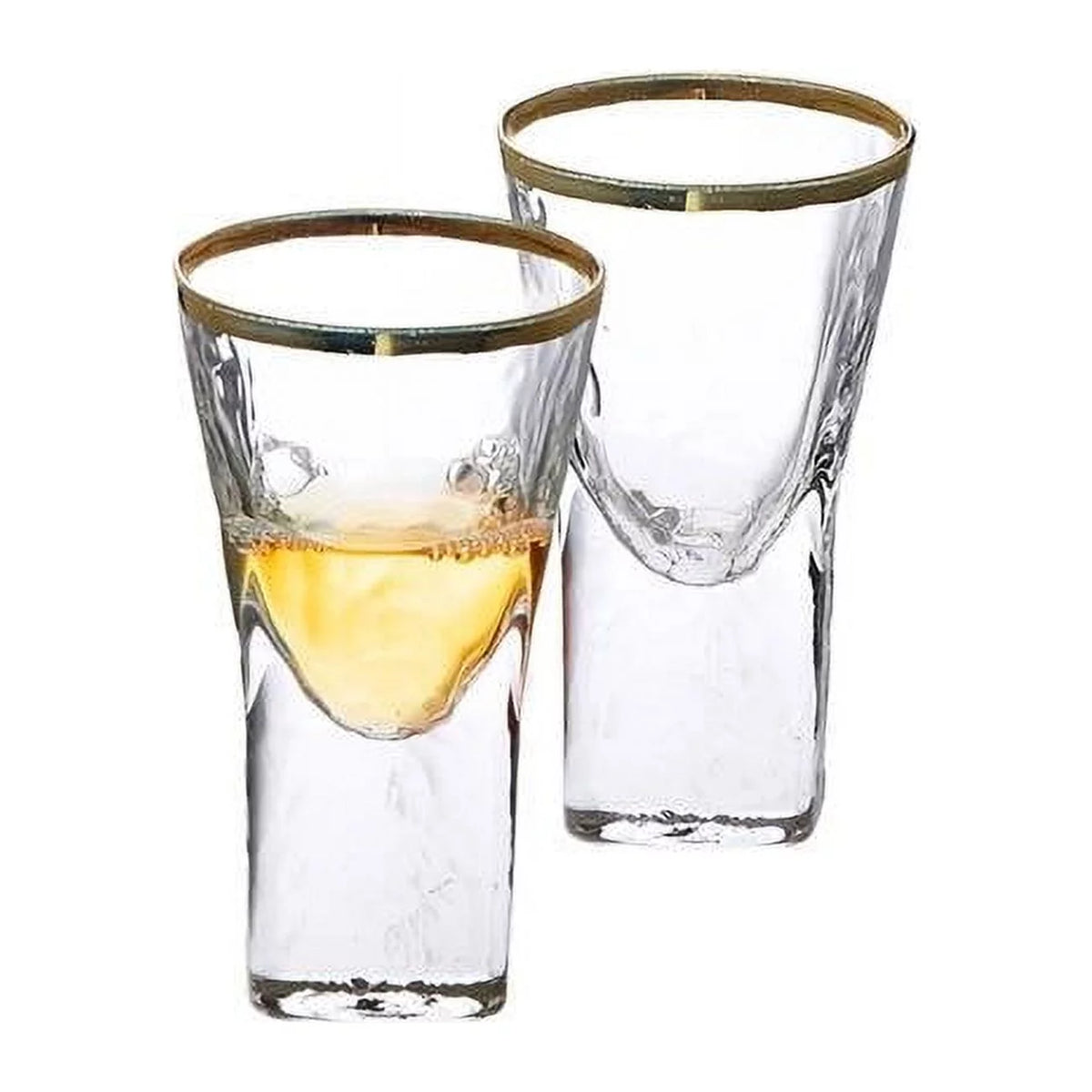 Set of 6 Glass Liquor Glasses with Gold Rim G553