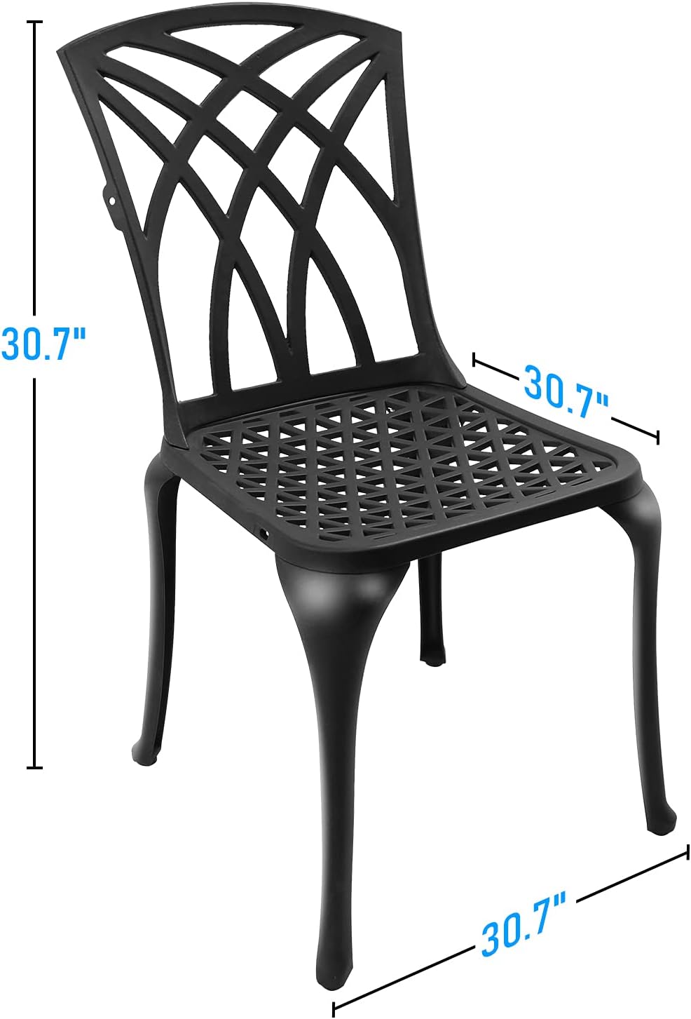 Black Set of 2 Cast Aluminum Outdoor Dining Chairs U472770