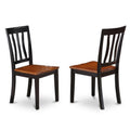 Antique Dining Chair Wood Seat with Black & Cherry Finish, Set of 2 J3036