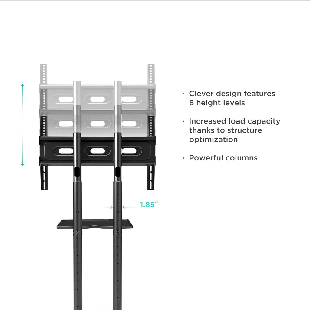 Mobile TV Stand Rolling TV Cart for 40 to 65 Inch LCD LED TV Screens with Wheels Shelves T302256