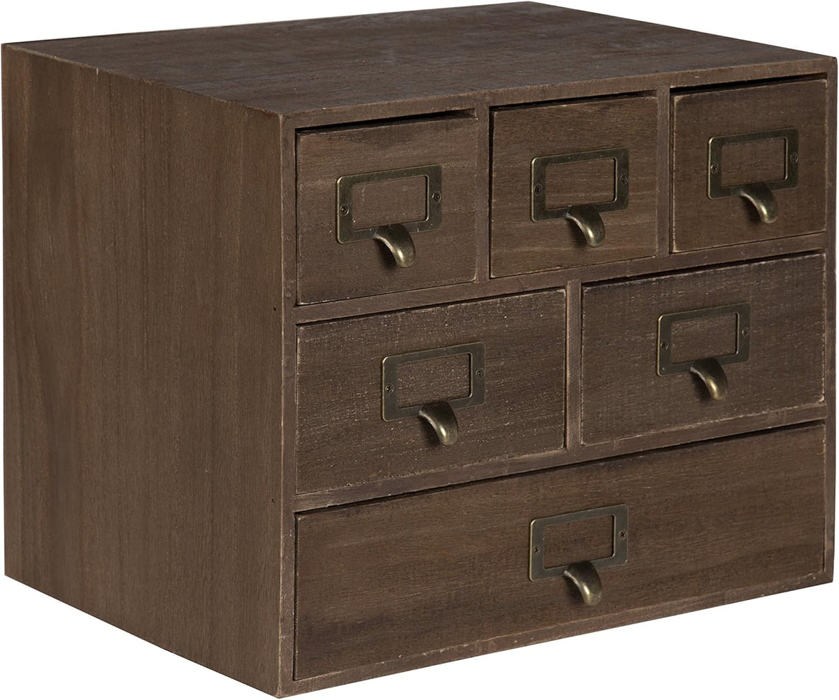 Rustic Black Wood 6 Drawer Desk Drawer Set with Letter Holder N69051